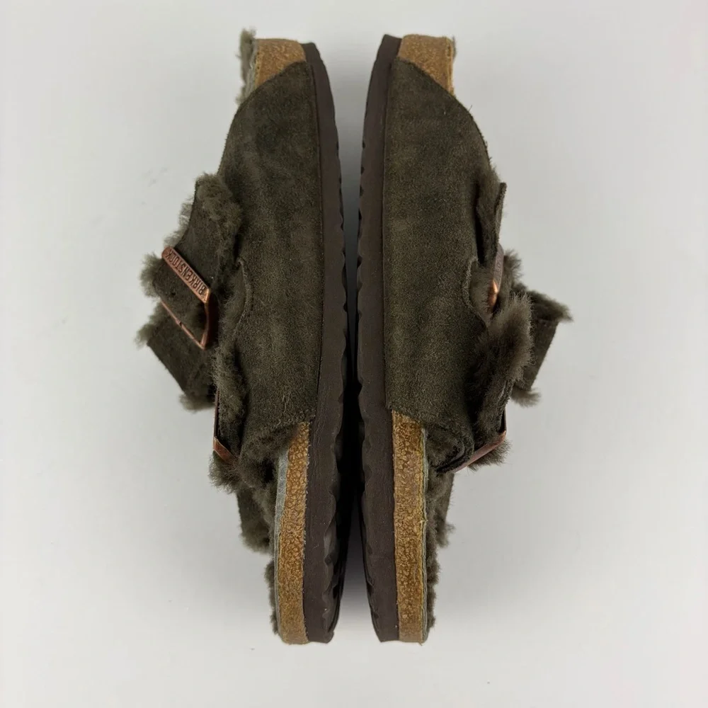 Birkenstock Shearling Fur Lined Chocolate Arizona Slide 40 - Picture 12 of 12